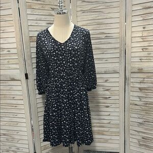 Gilli V-Neck Floral Gathered Waist Dress
